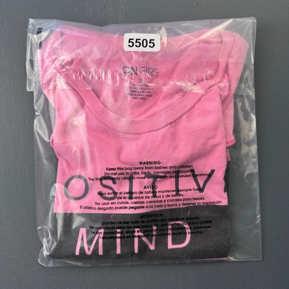 On Fire Women's Small Pink Positive Vibes Graphic Tee Short Sleeve Casual Shirt - Picture 10 of 10
